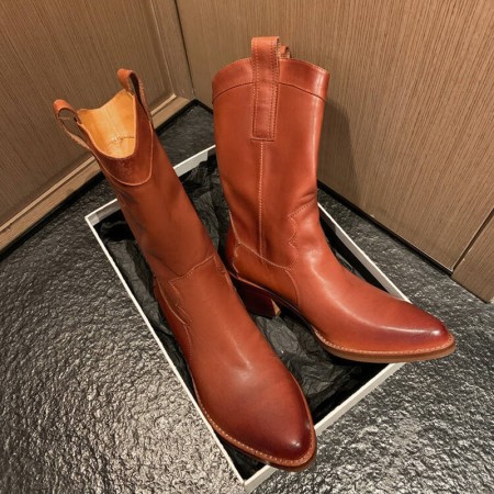 Genuine denim classic pointed toe calf boots