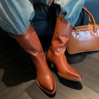 Genuine denim classic pointed toe calf boots