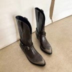 Knight style pointed leather women's boots