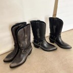 Knight style pointed leather women's boots