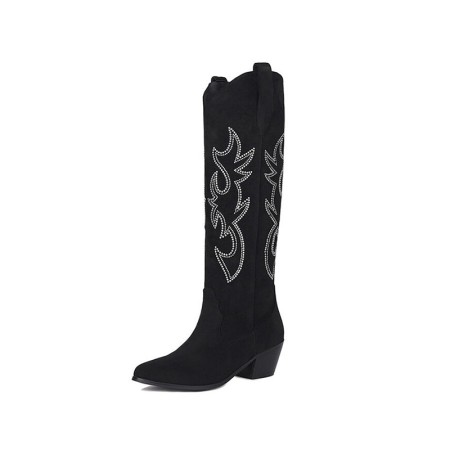 Over-the-knee high-heeled embroidered women's boots