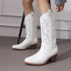 Over-the-knee high-heeled embroidered women's boots