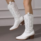 Over-the-knee high-heeled embroidered women's boots