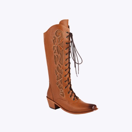 Vintage embroidered suede mid-calf cowboy boots