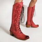 Vintage embroidered suede mid-calf cowboy boots