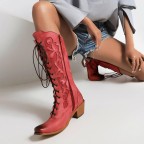 Vintage embroidered suede mid-calf cowboy boots