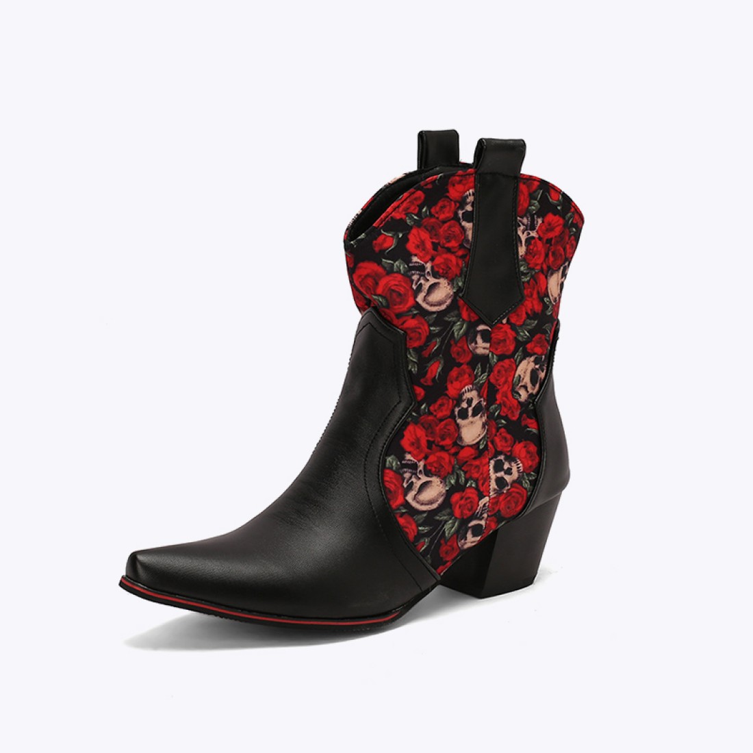 Vintage embroidered print pointed toe cowboy western boots