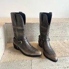 Genuine leather vintage pointed toe women's mid-calf boots