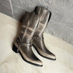 Genuine leather vintage pointed toe women's mid-calf boots