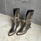 Genuine leather vintage pointed toe women's mid-calf boots
