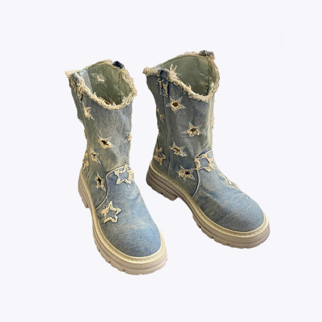 Thick cowhide leather zipper design women's boots