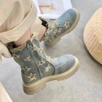 Thick cowhide leather zipper design women's boots