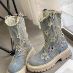 Thick cowhide leather zipper design women's boots