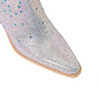 Pointed toe shiny mid-calf cowboy boots