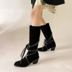 Foldable Suede Women's Knee-High Western Boots