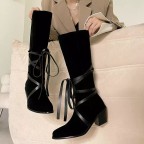 Foldable Suede Women's Knee-High Western Boots
