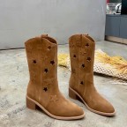 Women's Vintage Pointed Toe Knee-High Western Boots