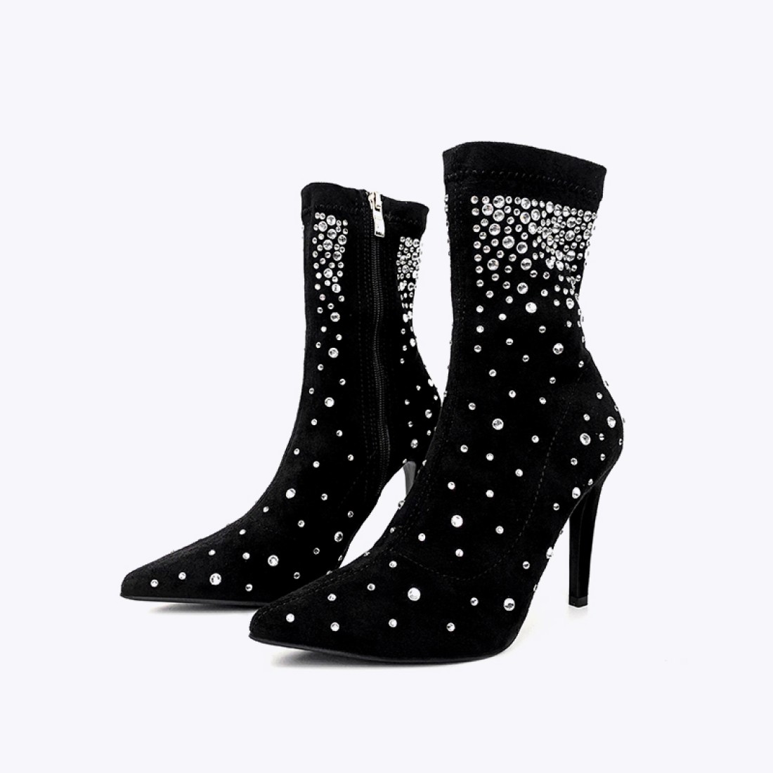 women's high-heeled pointed mid-calf boots