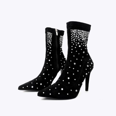 women's high-heeled pointed mid-calf boots