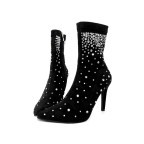 women's high-heeled pointed mid-calf boots