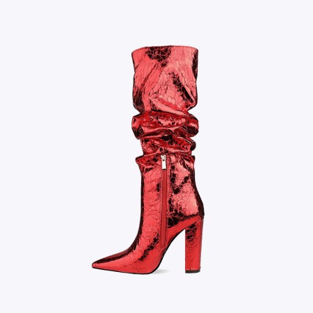 Zipper high heel calf boots