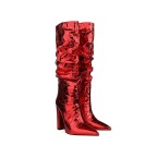 Zipper high heel calf boots