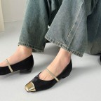 Single-strap square-toe PU casual shoes
