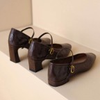 Single-strap sheepskin leather Mary Jane flats