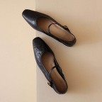 Single-strap sheepskin leather Mary Jane flats