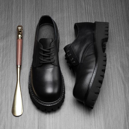 Round toe lace-up non-slip thick-soled casual shoes