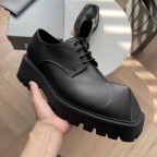 Women's square toe platform black leather loafers