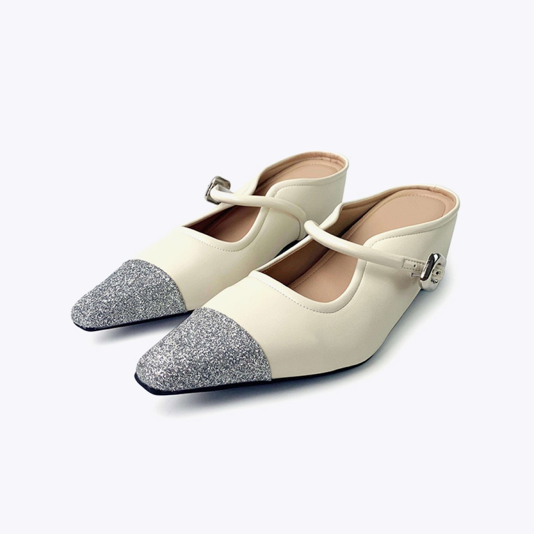 Elegant swan pattern square toe bow sneakers