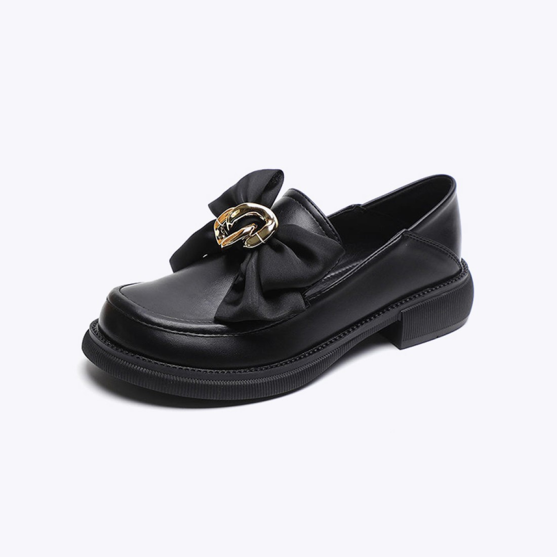Exquisite bow metal embellishment platform casual shoes