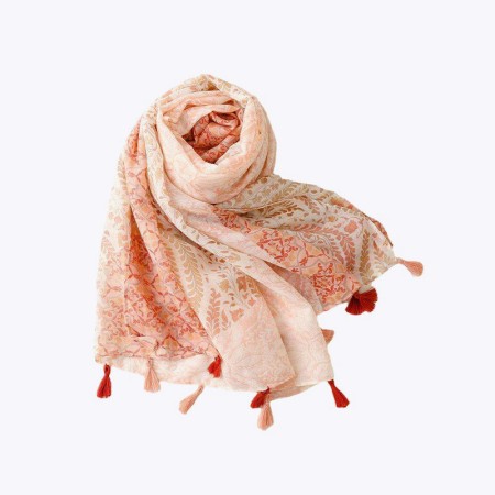 Bohemian ethnic style cotton and linen tassel scarf