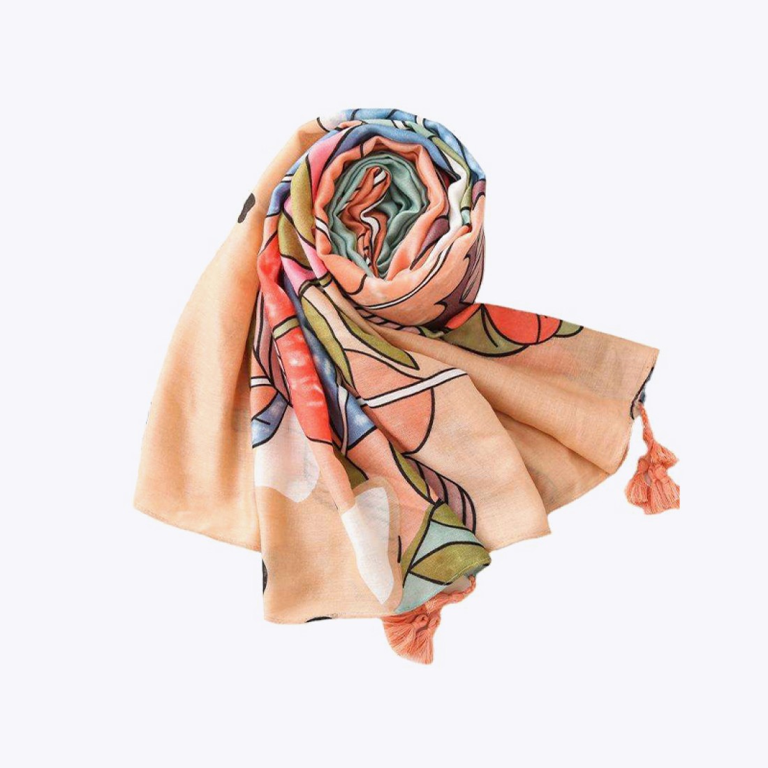 Exquisite printed tassel shawl scarf