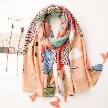 Exquisite printed tassel shawl scarf