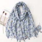 Printed cashmere and cotton tassel shawl scarf