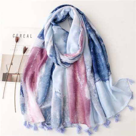 Women's Fashion Long Floral Tassel Scarf