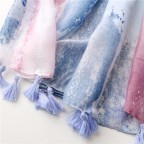 Women's Fashion Long Floral Tassel Scarf