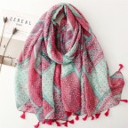 Pink and green gradient printed polyester scarf
