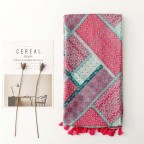 Pink and green gradient printed polyester scarf