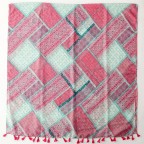 Pink and green gradient printed polyester scarf