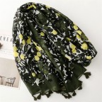 Fresh leaf pattern tassel scarf shawl