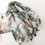 Banana Leaf Floral Tassel Scarf