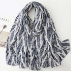 Gold-printed palm leaf tassel silk scarf