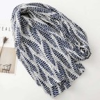 Gold-printed palm leaf tassel silk scarf