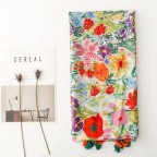 Tassel long cotton and linen scarf