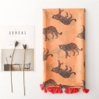 Orange and red leopard print silk scarf