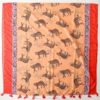Orange and red leopard print silk scarf