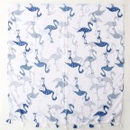 Blue and white flamingo and heart bird printed silk scarf